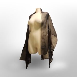 Elegant Sheer Black Sequined Shawl Wrap Stole